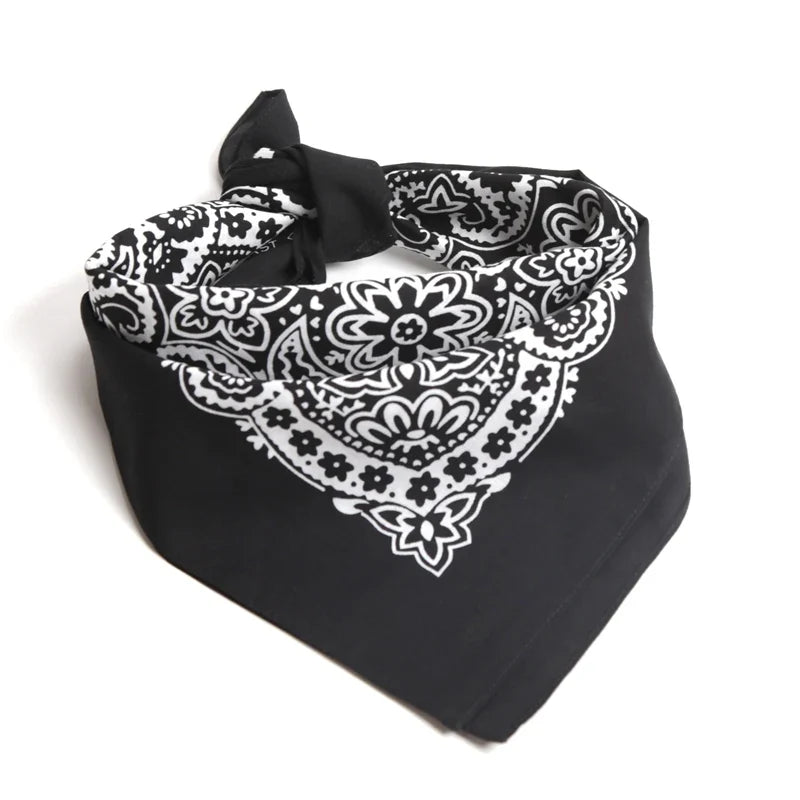 100% Cotton Black Paisley Bandana Square Scarf & Headband Paisley Bandana Scarf Qme