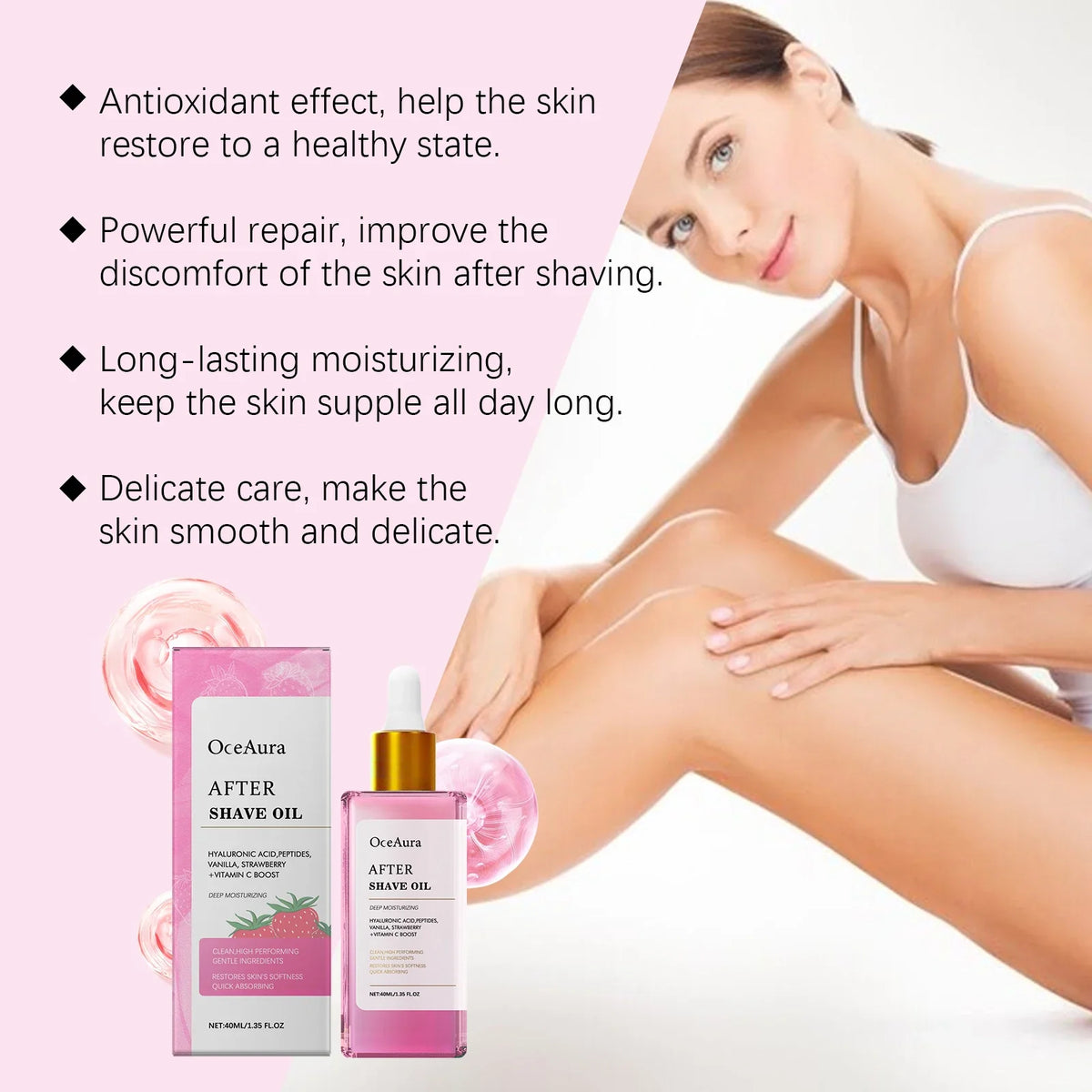 Strawberry After Shave Oil | Jojoba, Hyaluronic Acid Skin Care After Shave Oil Qme