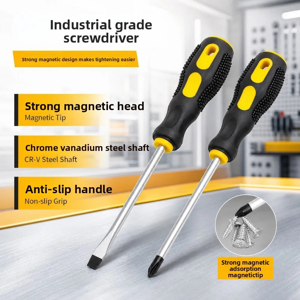 Magnetic Screwdriver Set – Flat & Phillips Bits, Cushion Handle Magnetic Screwdriver Set Qme