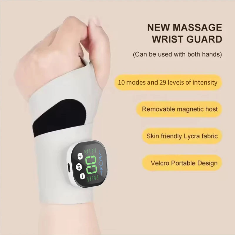 EMS Cordless Wrist Massager – 10 Modes, 29 Levels, Rechargeable Wrist Massager Qst White