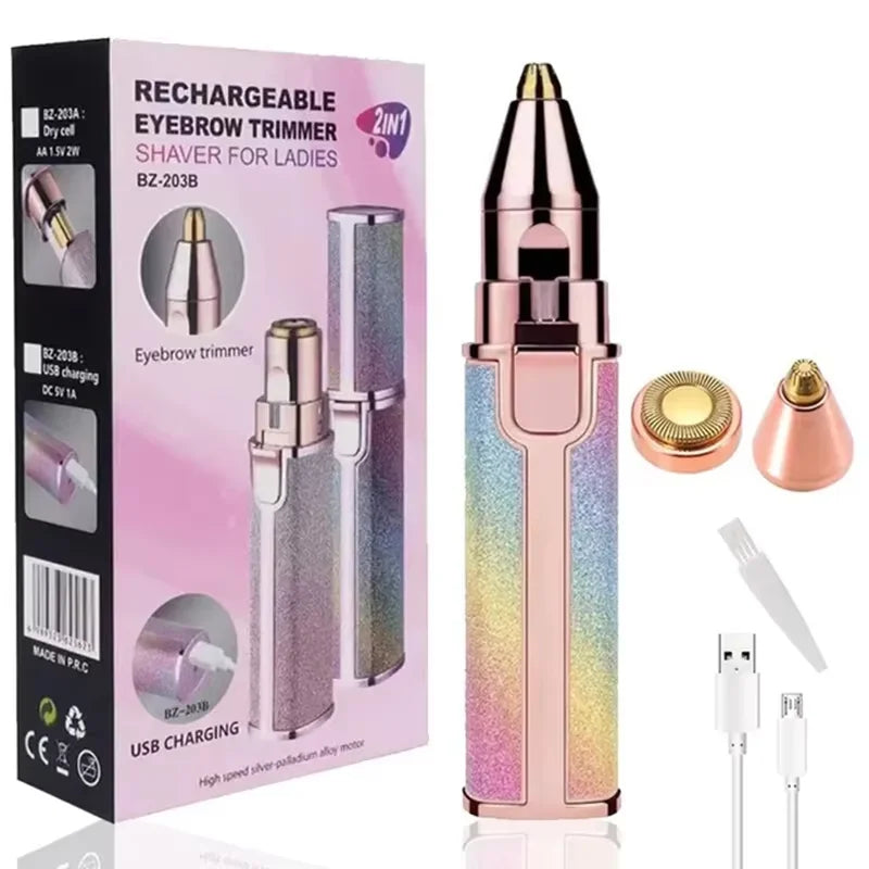 2-in-1 Electric Eyebrow Trimmer & Facial Hair Shaver Women Electric Eyebrow Trimmer Qst