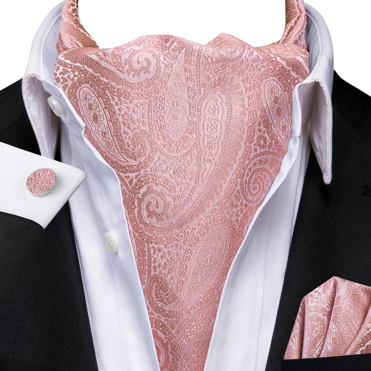 Men's Paisley Cravat Ascot Set with Cufflinks & Handkerchief Cravat Ascot Set Qme LDAS1134