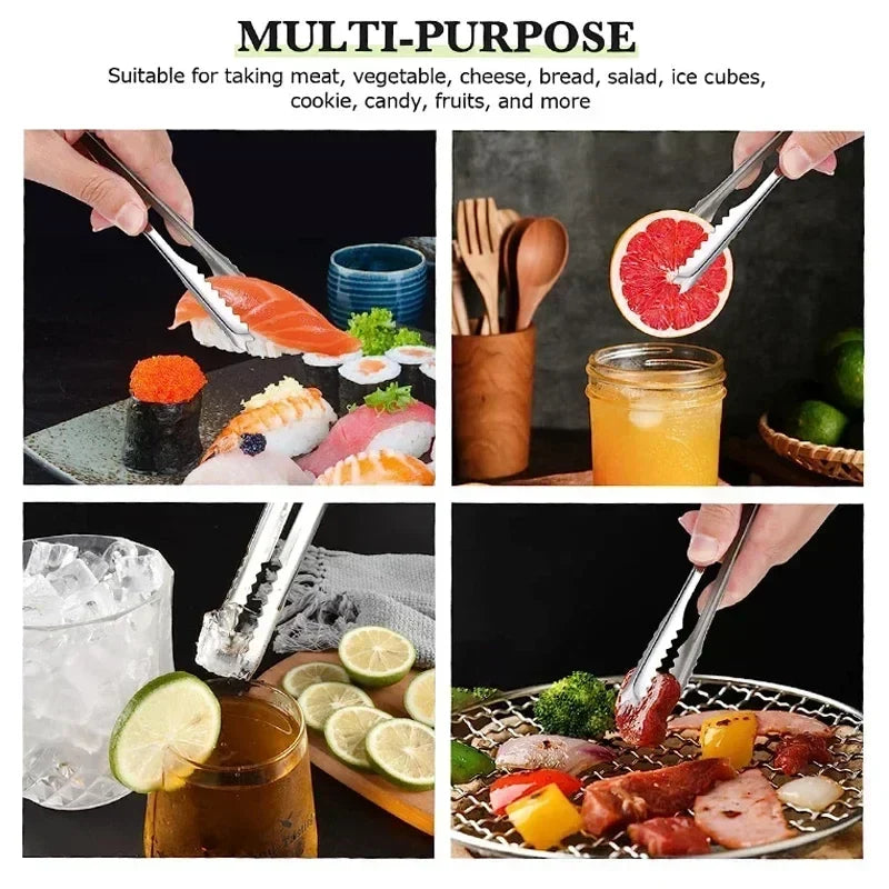 Stainless Steel Kitchen Tongs – Ice, Bread, Cake & Salad Clamps Kitchen Serving Tongs Qme