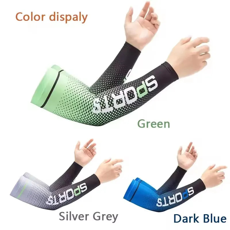 Ice Silk UV Protection Arm Sleeves – Unisex Cooling Anti-Slip UV Protection Arm Sleeves Qme