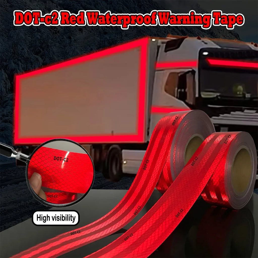 Red DOT-C2 Reflective Tape – Waterproof Vehicle Safety Strip Reflective Safety Tape Qme