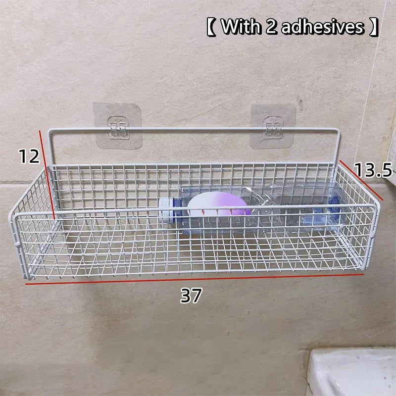 Wall-Mounted Storage Rack No Drilling – Kitchen & Bathroom Wall Storage Rack Qme A12