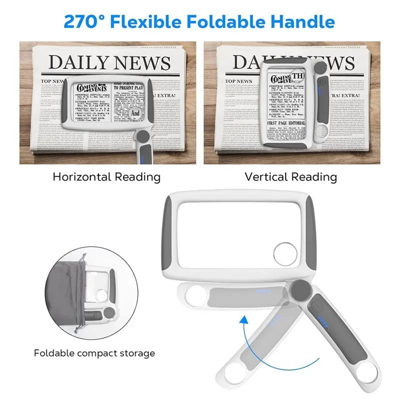 Foldable Rechargeable Magnifying Glass with LED Light 2x 8x 20x Handheld Magnifier Qme