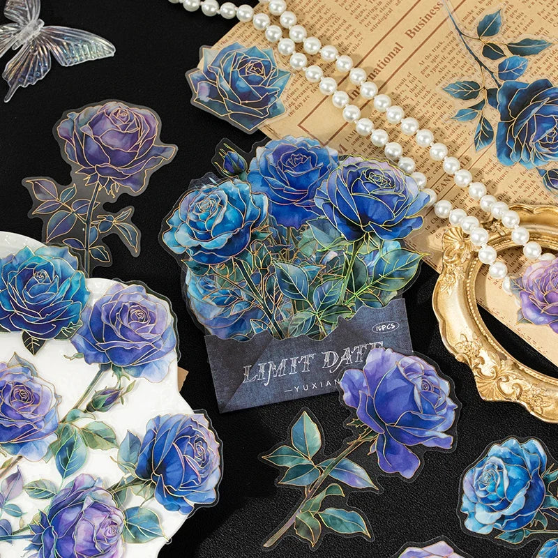 Retro Rose Sticker Sheets – Junk Journal & Scrapbook Decor Craft Sticker Sheets Qme