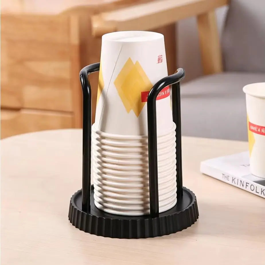 Disposable Paper Cup Holder Dispenser – Multifunctional Kitchen Rack Cup Holder Dispenser Qme Black