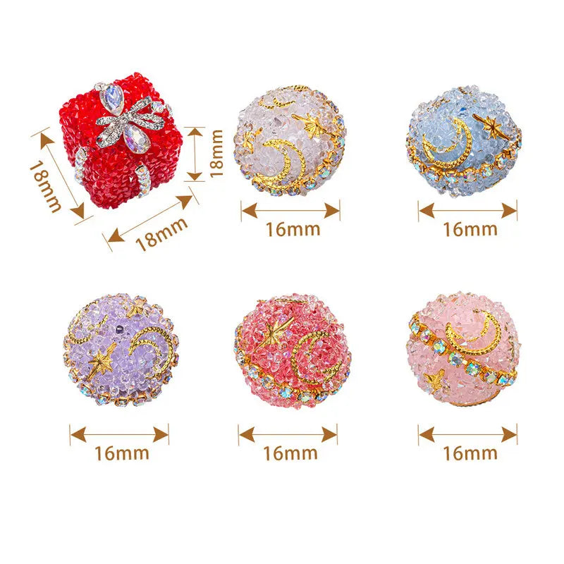 Rhinestone Ball Spacer Beads Moon Star Flower DIY Jewelry Craft Beads Qme