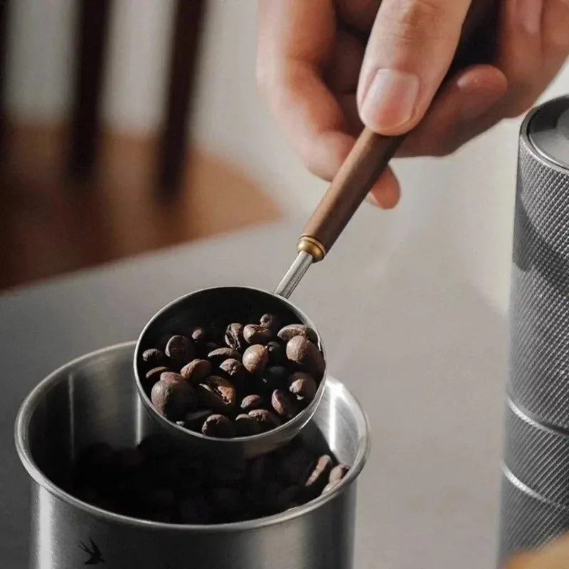 Walnut Coffee Spoon – Stainless Steel Long Handle Measuring Spoon Coffee Measuring Spoon Qme