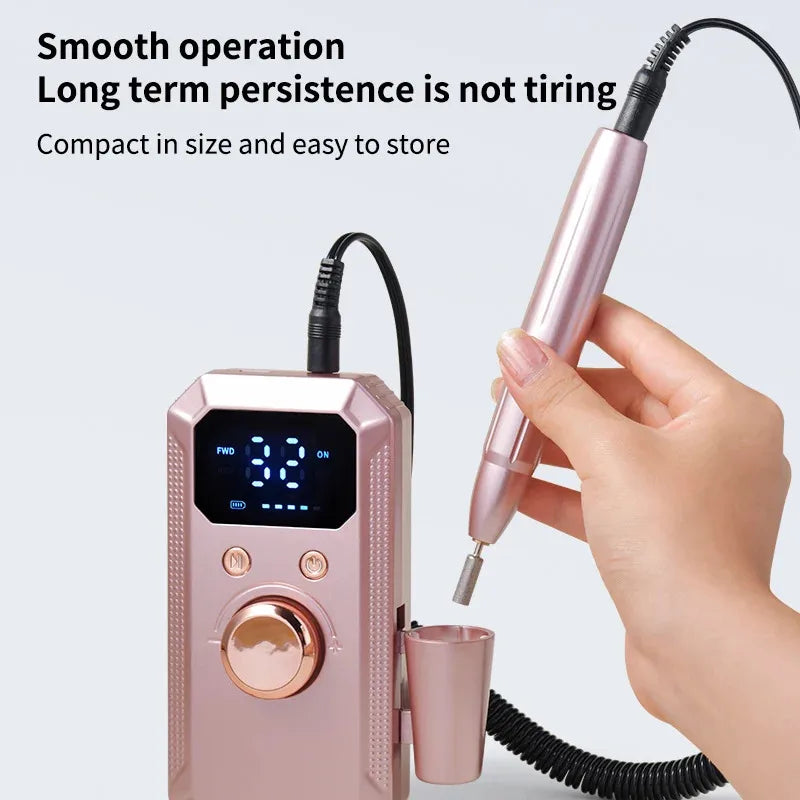Qme Electric Nail Drill – HD Display & Multi-Head | Portable Electric Nail Drill Qme