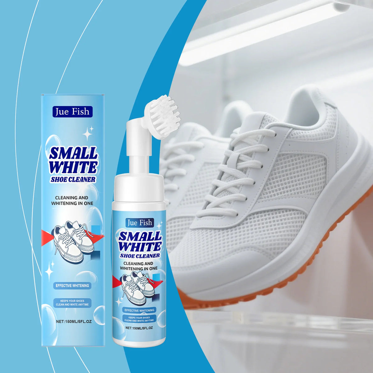 Jue-Fish White Shoe Cleaning Mousse 150ml | Stain Remover Shoe Cleaning Mousse Qst