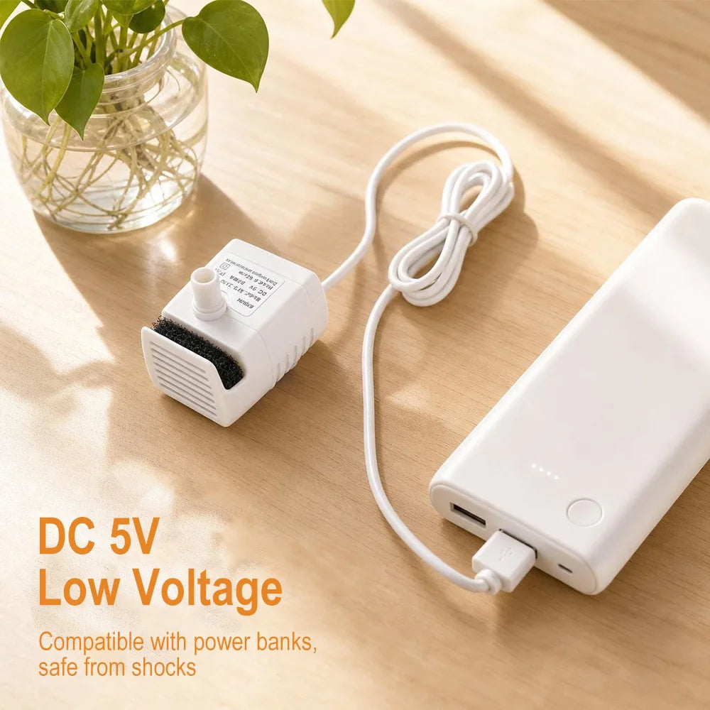 USB DC 5V Submersible Mini Pump – Pet Fountain LED Sensor Pet Fountain Pump Qst