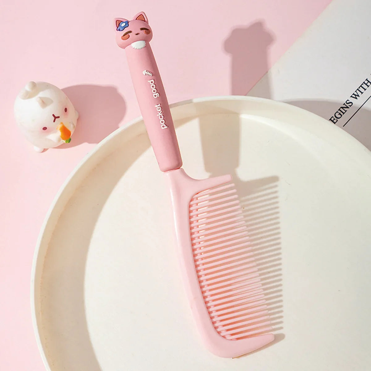 Cute Cartoon Cat Hair Comb – Women's Styling Comb Hair Styling Comb Qme Pink