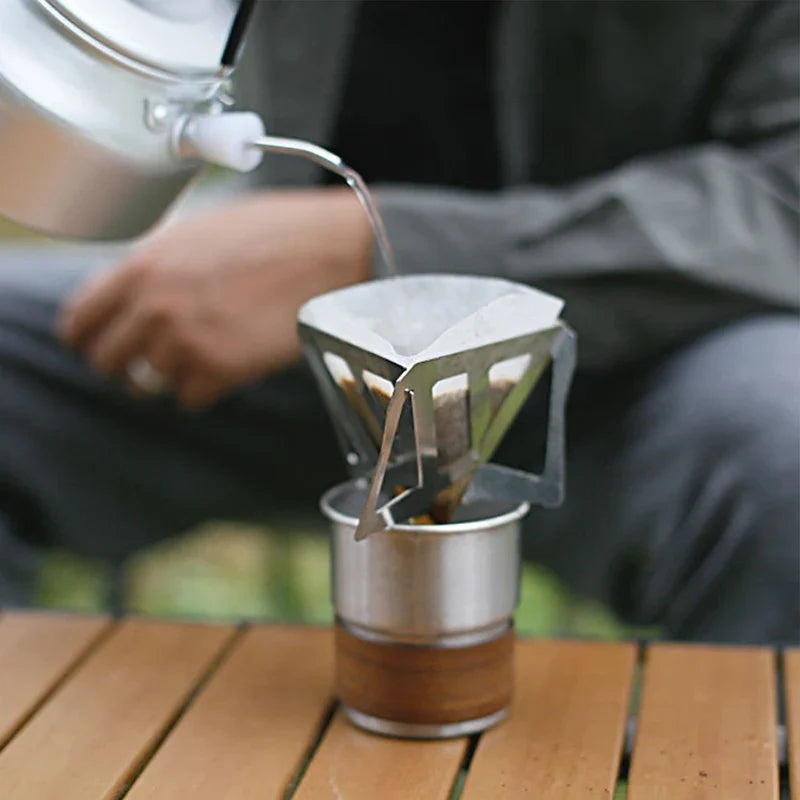 Portable Stainless Steel Coffee Drip Rack & Filter – Camping Coffee Drip Filter Qme Default Title
