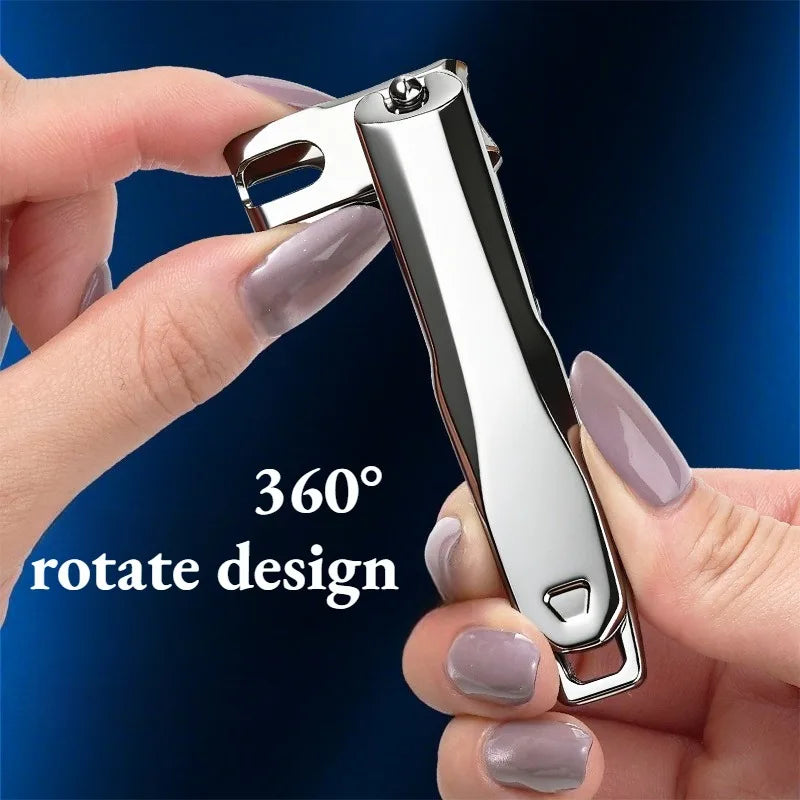 360° Rotating Nail Clipper – Large Stainless Steel Multi-Angle Nail Clipper Qme