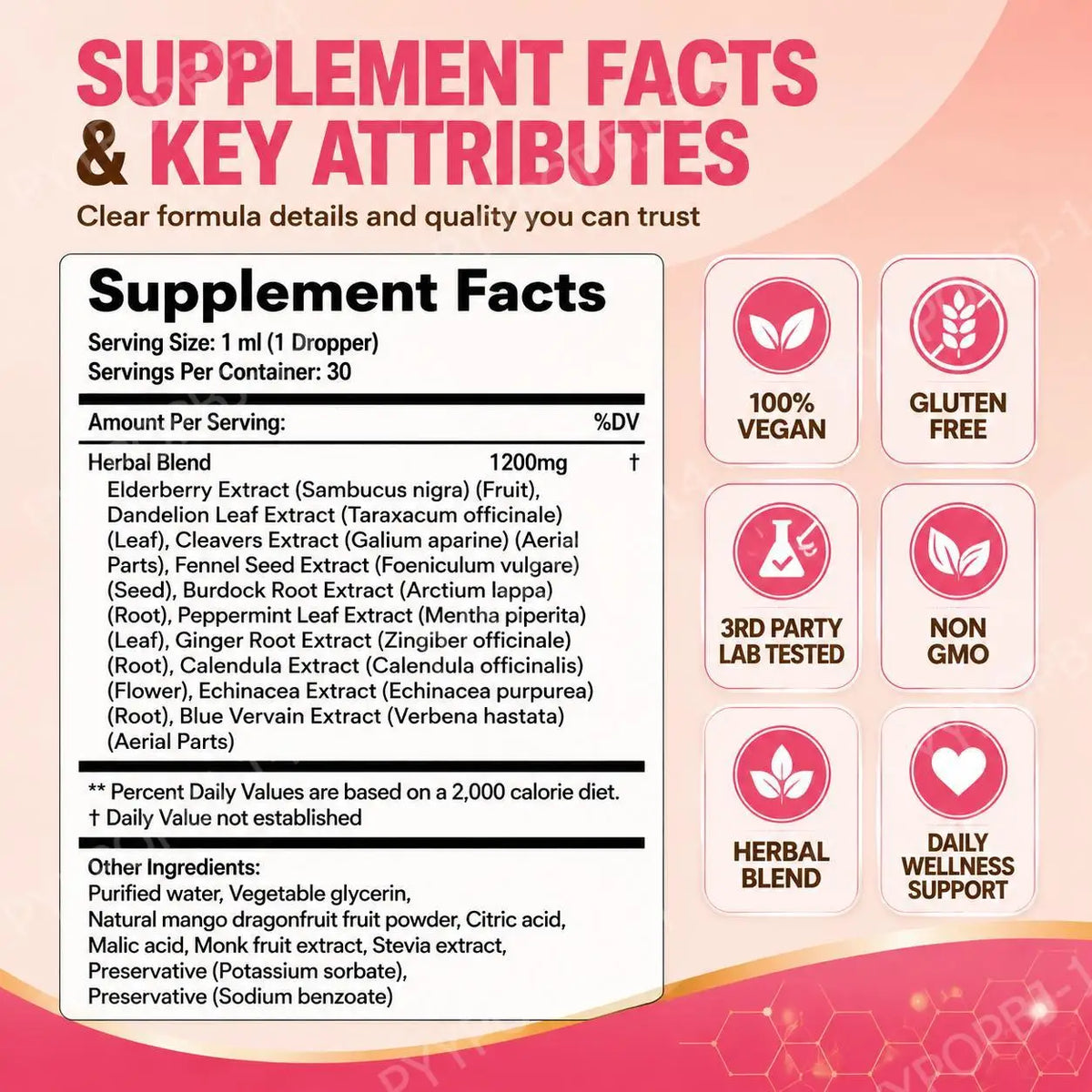 Elderberry Liposomal Liquid Drops – 10 Botanicals, Non-GMO 30ML Herbal Liquid Supplement Qst