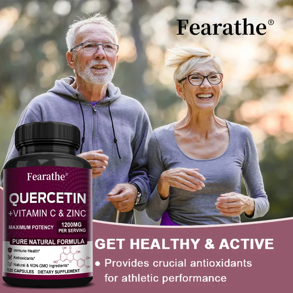 Quercetin 1200mg Zinc & Vitamin C Capsules – Non-GMO 60ct Herbal Supplement Qst