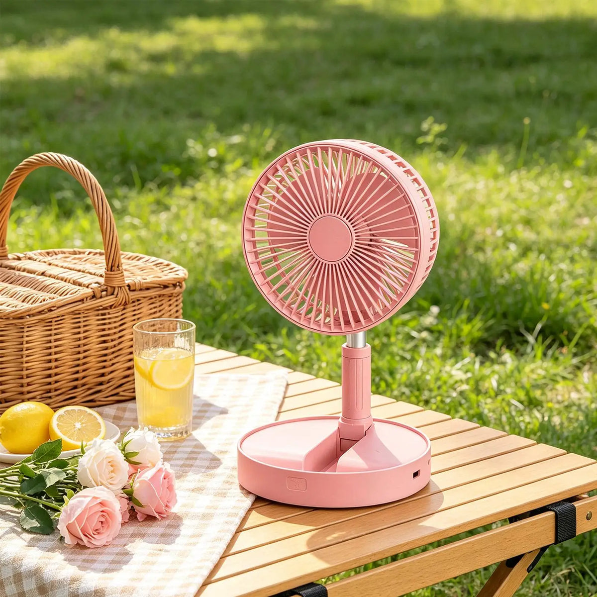 Portable Foldable Quiet Fan – 185° Tilt, Rechargeable, Silent Portable Desk Fan Qme
