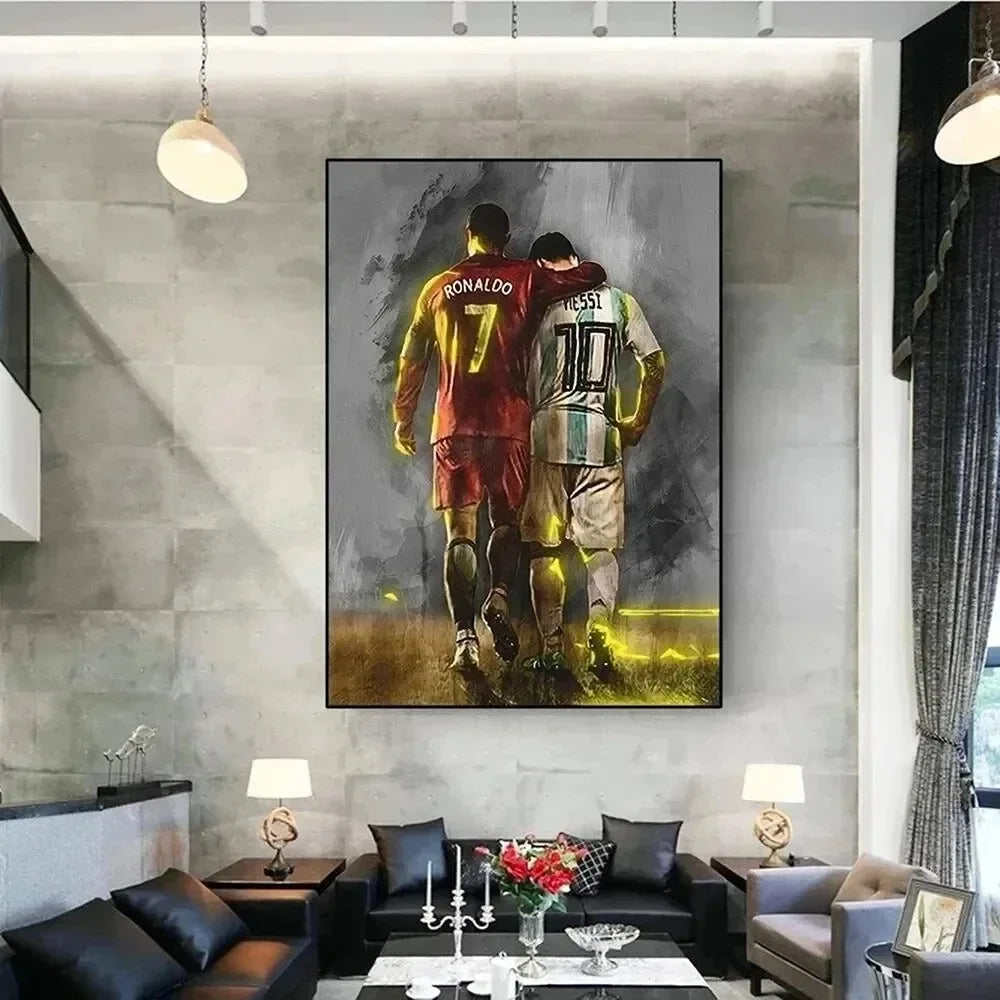 Football Star Watercolour Canvas Poster – Unframed Wall Art Canvas Wall Art Qst
