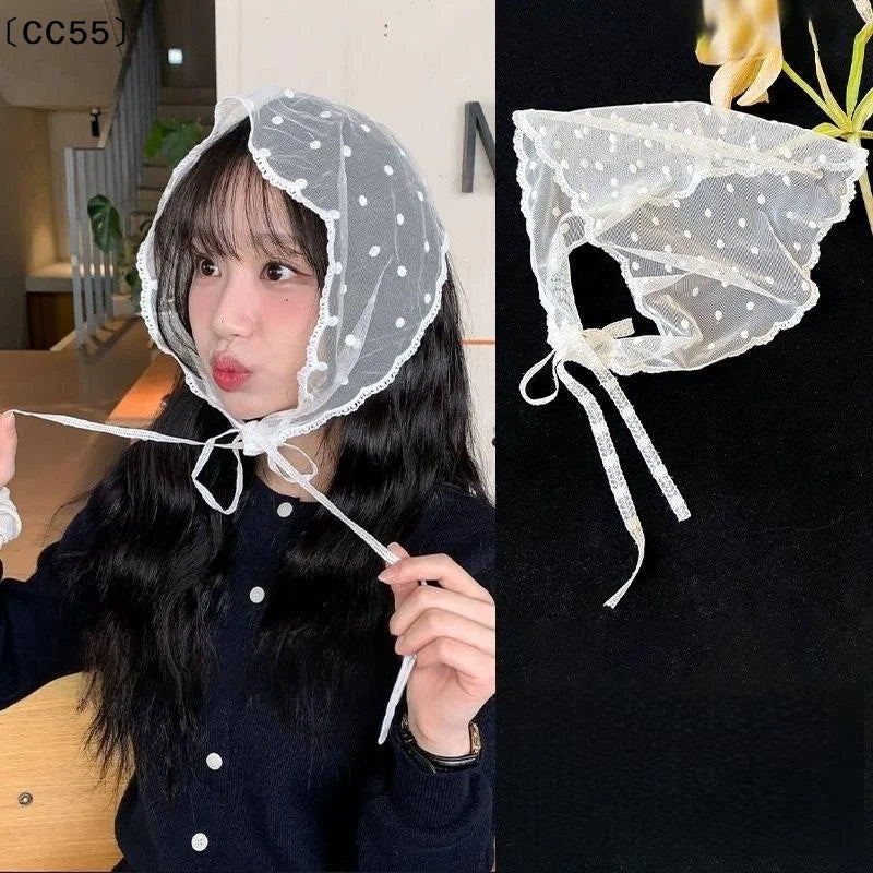 Women's White Lace Triangle Headscarf & Hair Wrap Lace Hair Headscarf Qst
