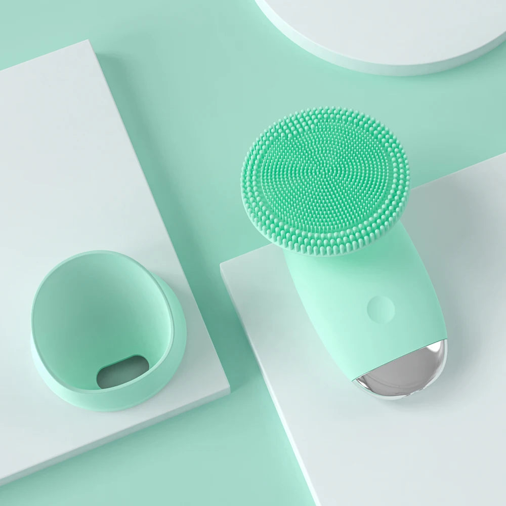 VIMYSHOW Sonic Silicone Face Cleansing Brush – IPX-7 Waterproof Facial Cleansing Brush Qst light green