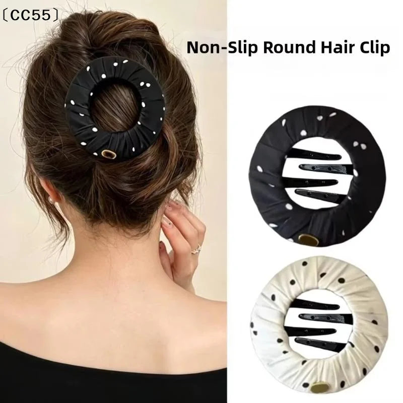 Polka Dot Flat Pancake Hair Claw Clip – Non-Slip & Soft Padded Hair Claw Clip Qst