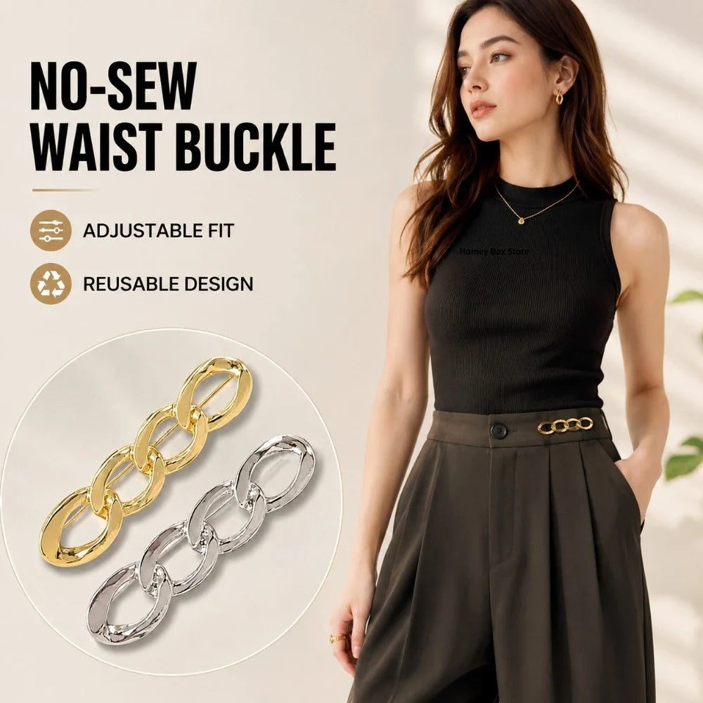 4-in-1 No-Sew Alloy Waist Adjust Snap Buckle – Jeans & Dresses Waistband Snap Fastener Qme