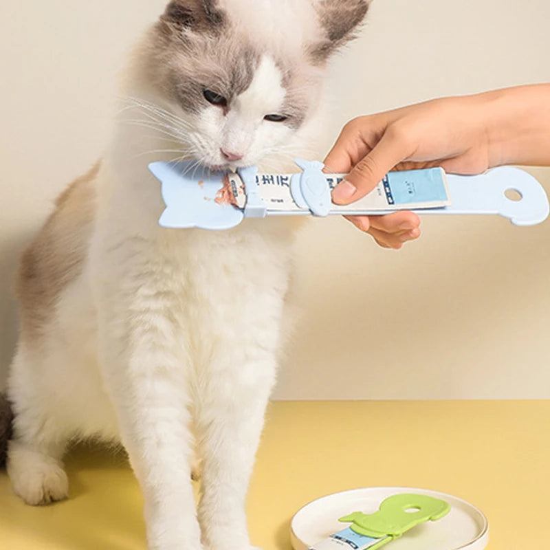 Long Handle Cat Treat Squeeze Feeder Spoon – Pet Food Dispenser Cat Treat Feeder Qst