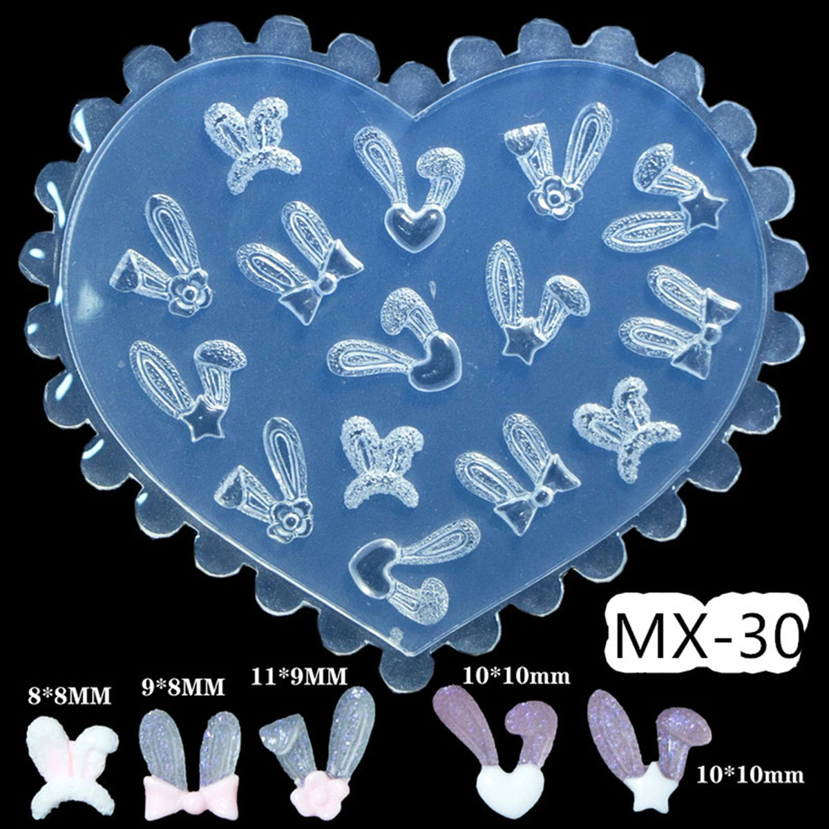 Heart Rose Butterfly Silicone Nail Art Stamping Mold – DIY Design Nail Art Mold Qst MX-30