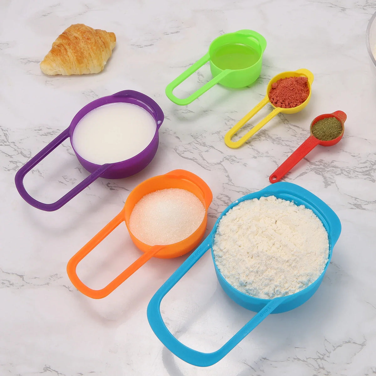 Rainbow Measuring Cups & Spoons Set – Accurate Baking Tools Measuring Cup Set Qme