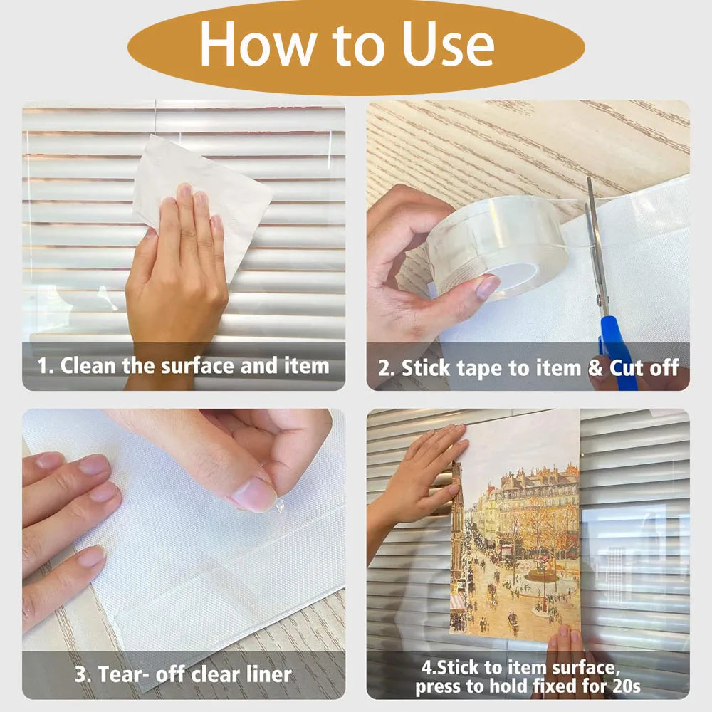 Nano Tape Double-Sided Transparent Waterproof Adhesive Tape Double-Sided Adhesive Tape Qme