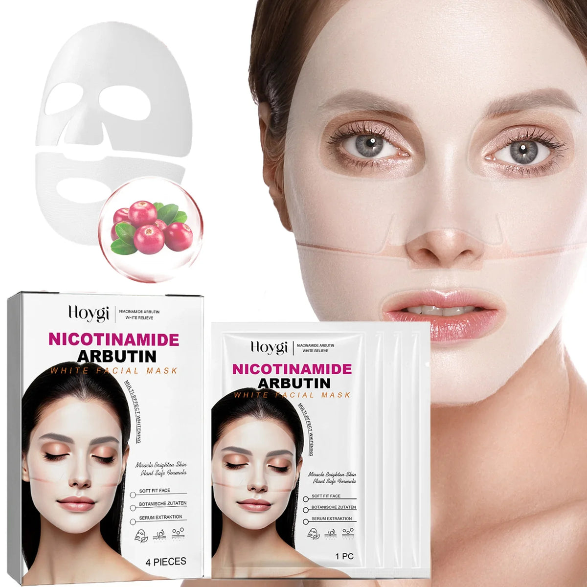 Niacinamide & Arbutin Hydrating Face Mask | Pore Minimizing Brightening Sheet Mask Qme