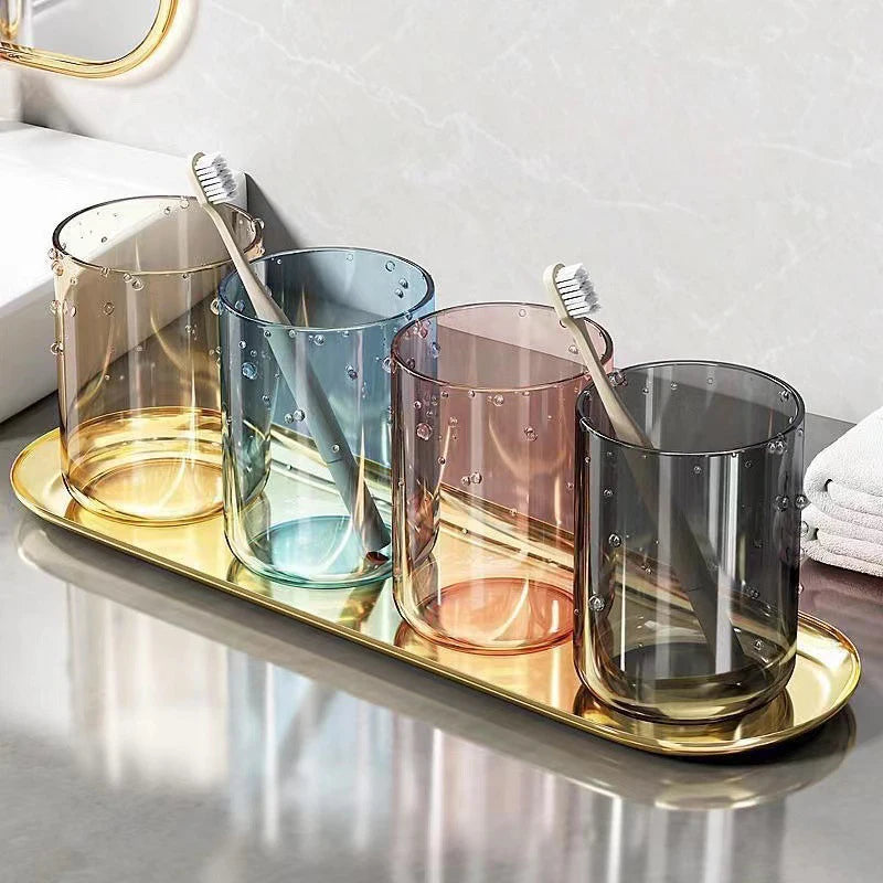 Nordic Transparent Mouthwash Cup – Large Capacity Plastic Bathroom Rinse Cup Qst