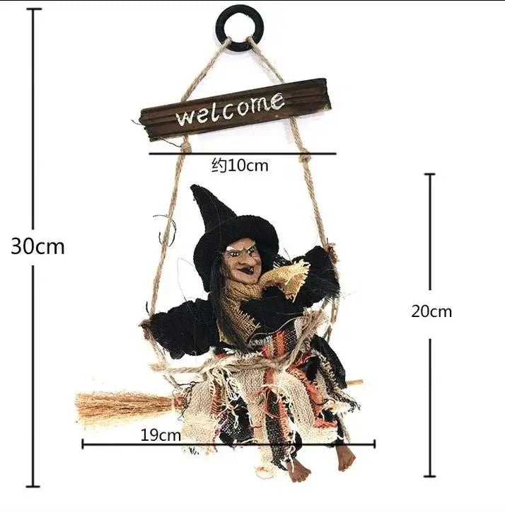 Witch Doll Hanging Halloween Decor – Flying Ghost Pendant Halloween Hanging Decor Qme