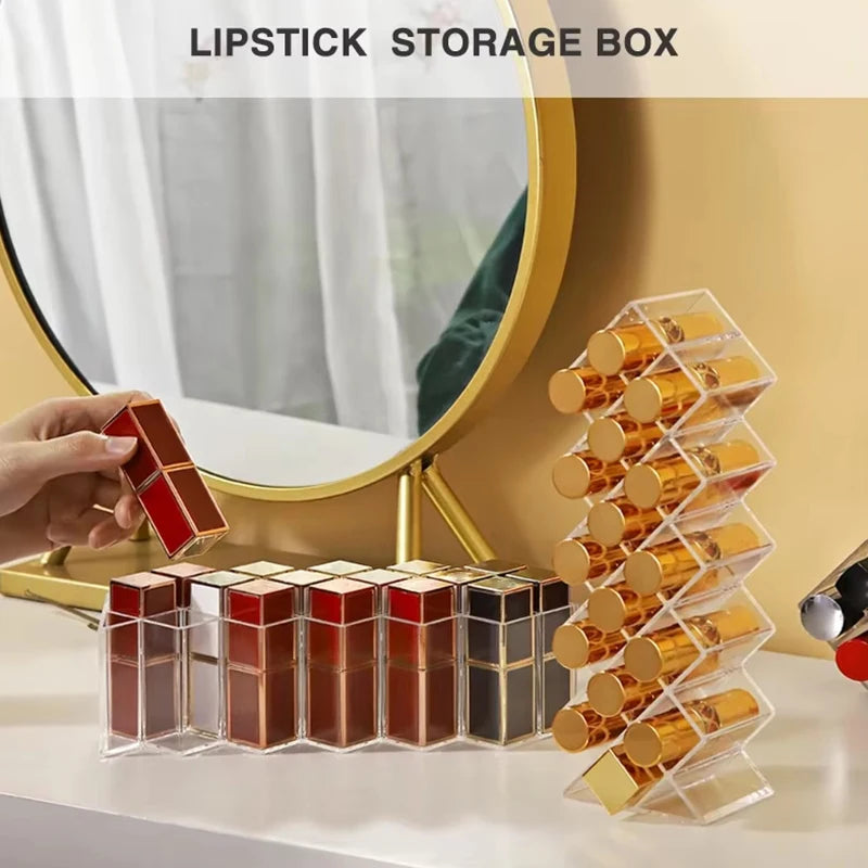Clear Lipstick Organizer – 10/16 Grid Makeup Storage Stand Makeup Organizer Qst