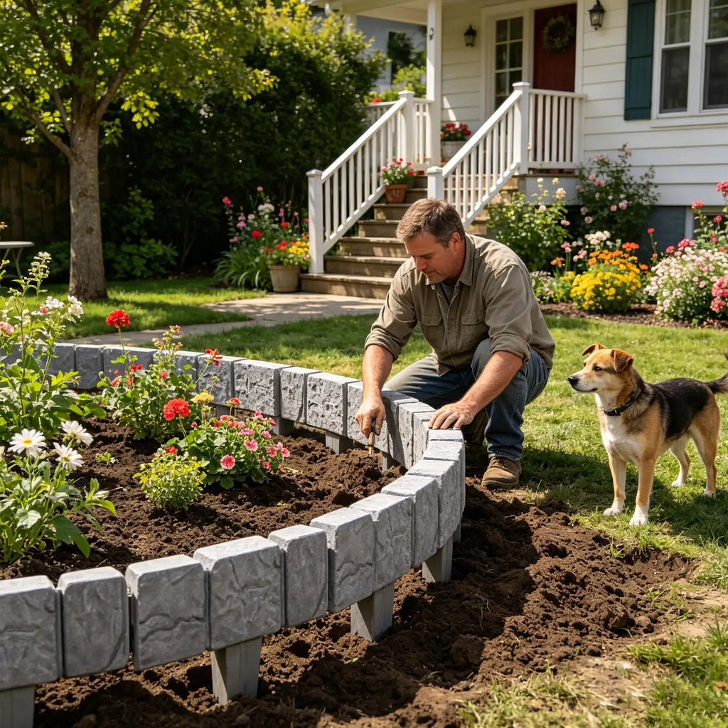 Faux Stone Garden Brick Edging – Decorative Lawn Border Garden Edging Qme