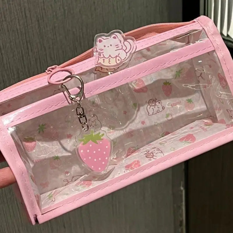 Transparent PVC Pencil Case – Large Capacity Zipper Pouch Pencil Case Qme