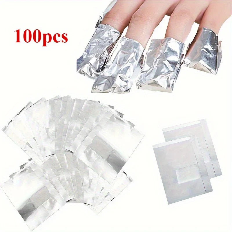 Nail Studio Aluminum Foil Sheets & Absorbent Pads Gel Remover Gel Polish Remover Kit Qme 100pcs