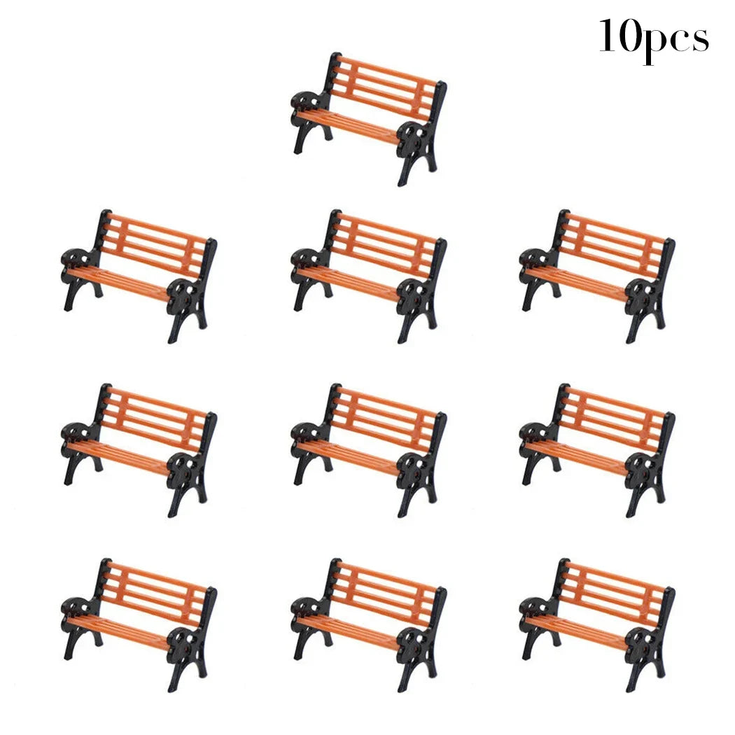HO Scale 1:87 Miniature Park Bench Set – Model Train Layout Model Train Accessory Qme