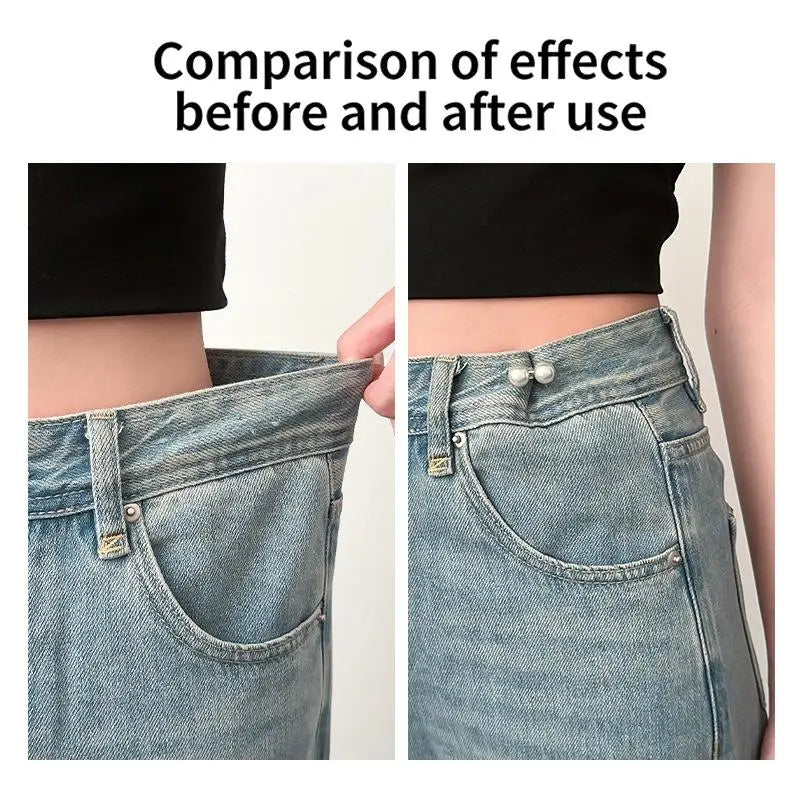 Rhinestone Pearl Adjustable Jean Waist Buckle Buttons – 4 Colors Waist Buckle Clip Qme