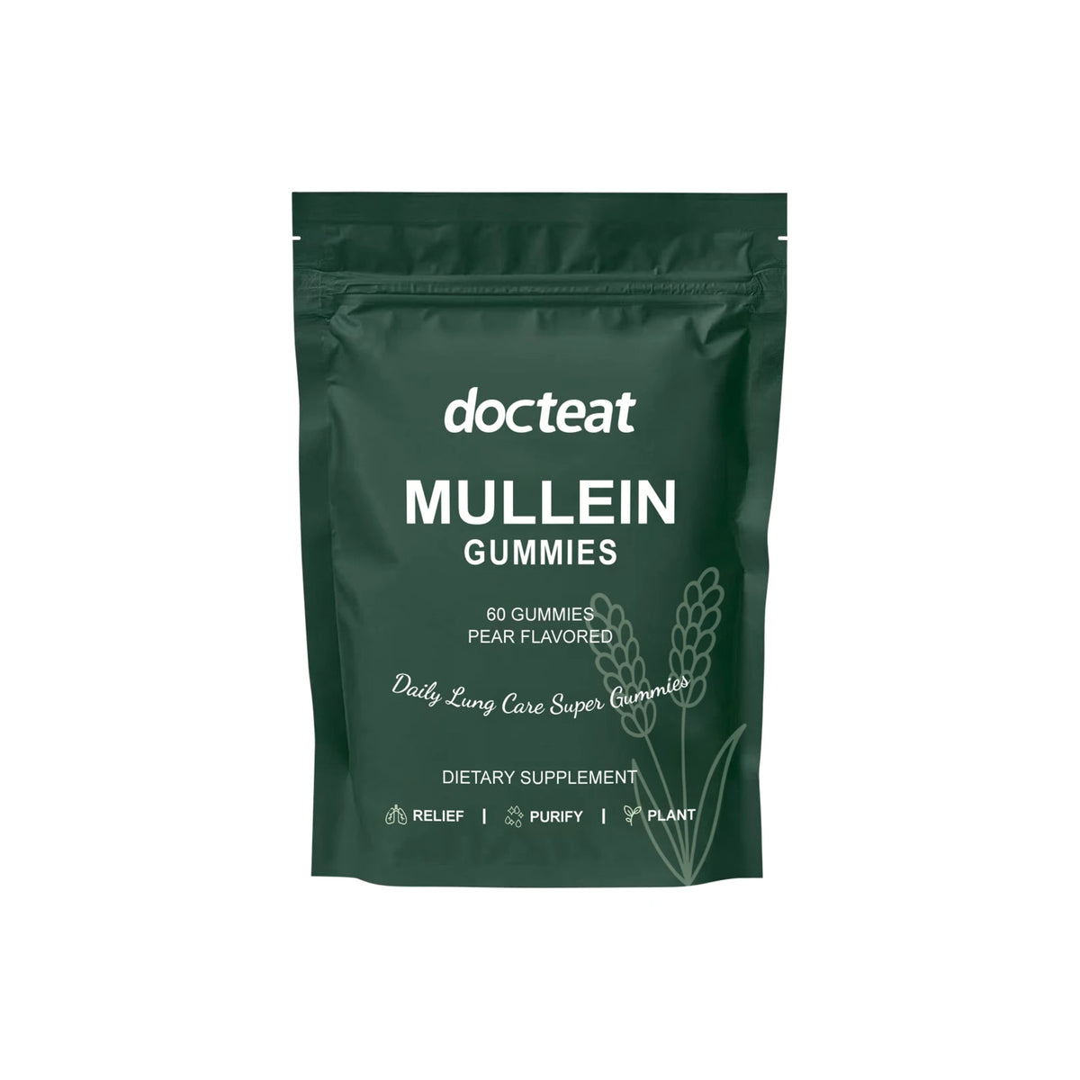 DOCTEAT Mullein Gummies – Plant-Based Respiratory Wellness Herbal Supplement Gummies Qst 60 Gummies