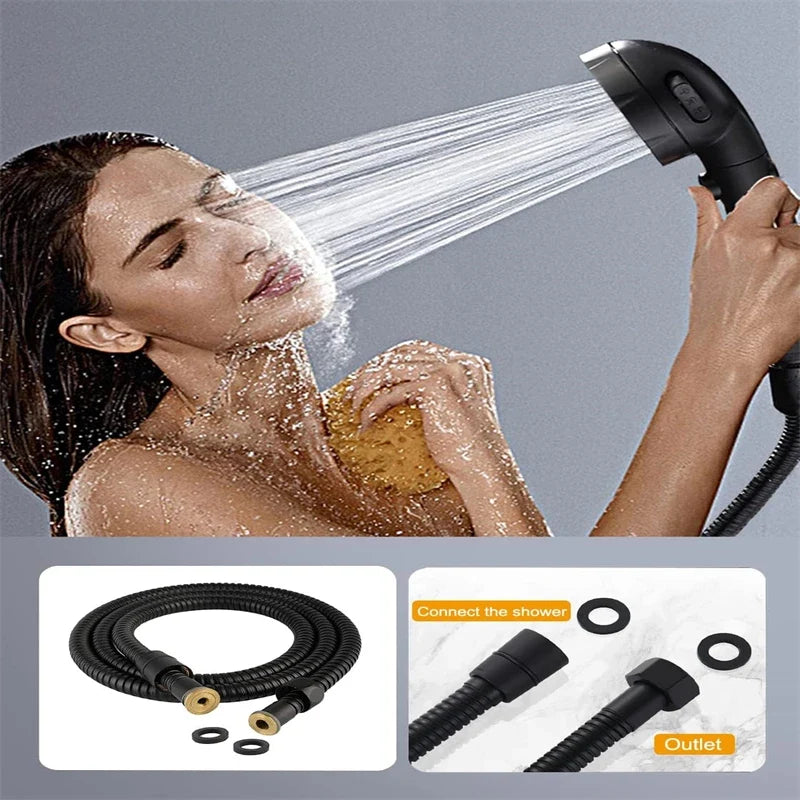 1.5M Black PVC Flexible Shower Hose – Bathroom Extension Flexible Shower Hose Qme