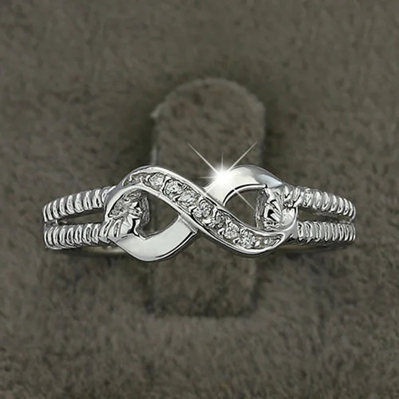 925 Sterling Silver Figure-8 Ring – AAA Cubic Zirconia | Qme Sterling Silver Ring Qme