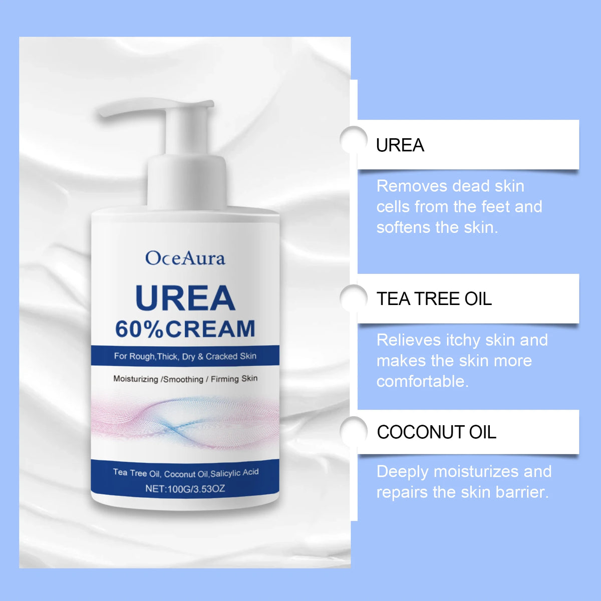 60% Urea Foot Cream – Heel Repair, Moisturizing & Exfoliating Foot Care Cream Qst