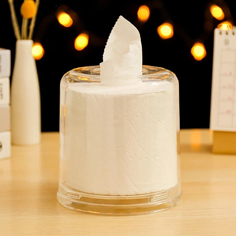 Transparent Round Acrylic Tissue Box | Desktop Napkin Holder Acrylic Tissue Box Qme