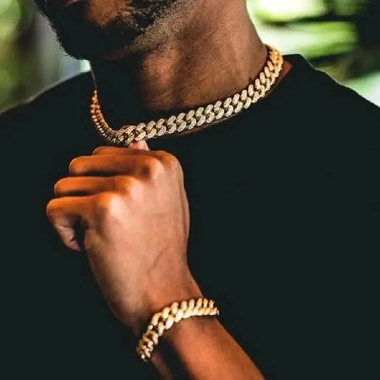 Hip Hop Watch Set – Diamond Bracelet, Necklace & Large Dial Hip Hop Watch Set Qme