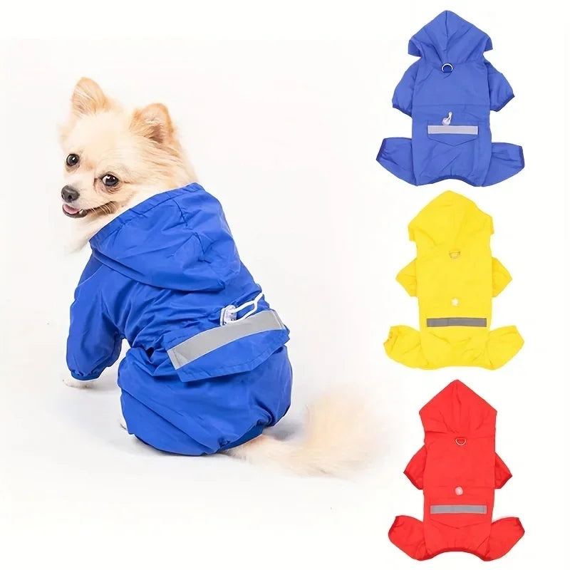 Dog Raincoat with Hood & D-Ring – Waterproof Puppy Jacket Dog Rain Jacket Qme