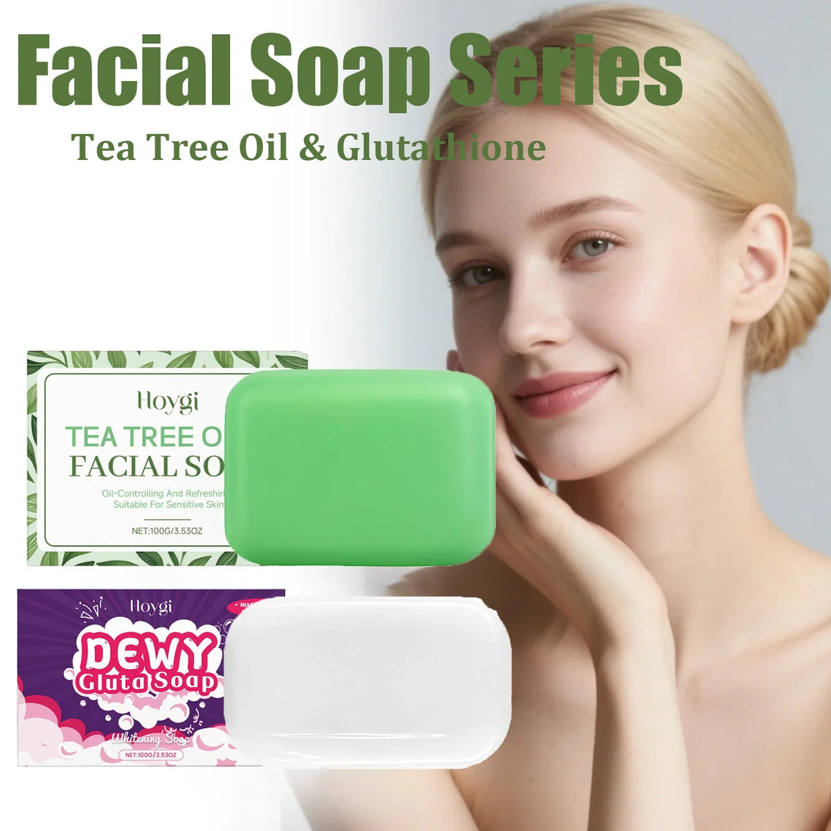 Tea Tree Oil & Glutathione Facial Soap – Oil Control & Brightening Facial Cleansing Bar Qme